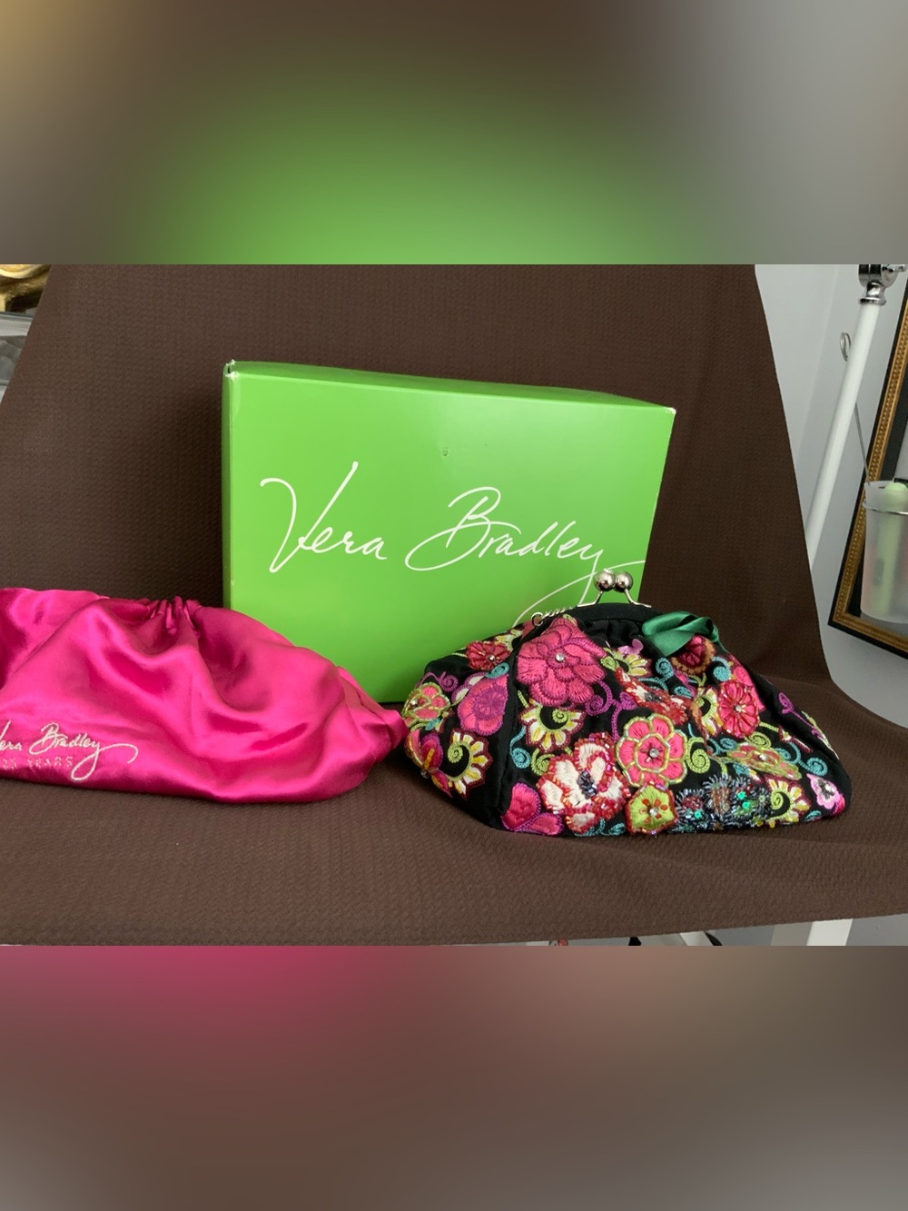 Embroidered Vera Bradley anniversary edition satin purse